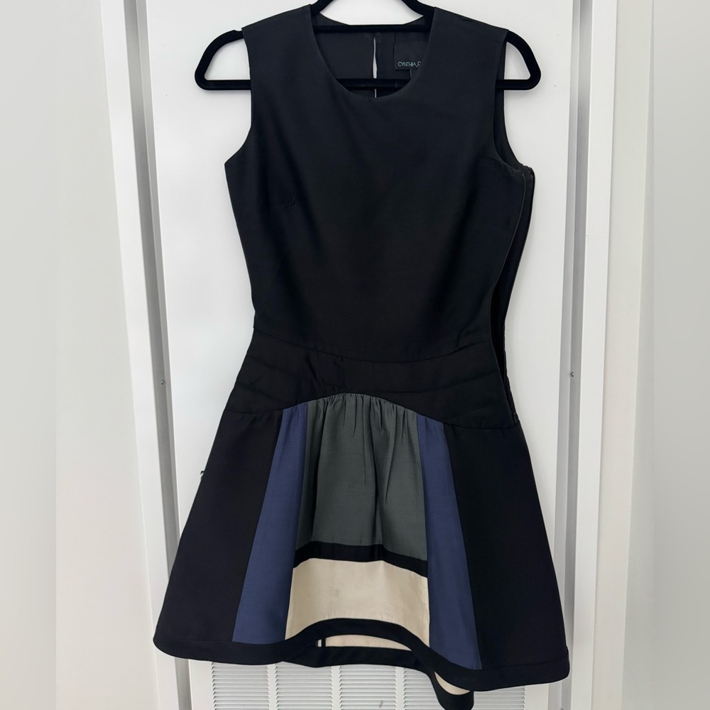 Cynthia Rowly Black and Blue Mini Dress